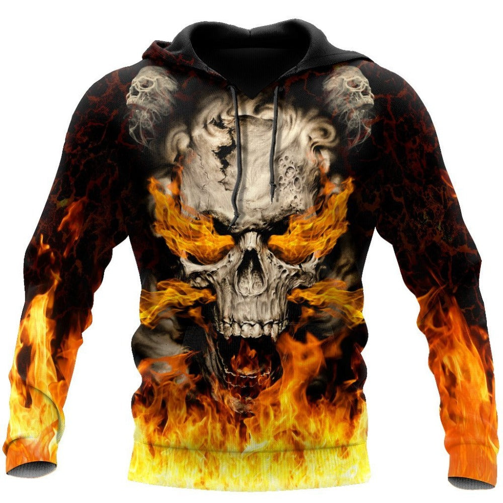 Skulls On Fire Art 3D All Over Printed Fashion Hoodies Men Sweatshirt Unisex Zip Pullover Casual Jacket Tracksuit