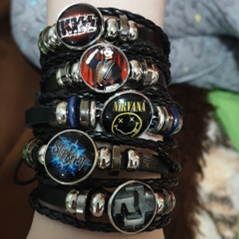 Sugar Skull Fashion Jewelry Cabochon Glass Black Leather Bracelet
