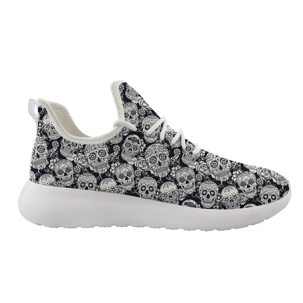 Zapatos Mujer Suger Skull Printing Knitting Sneakers Women Flat Shoes
