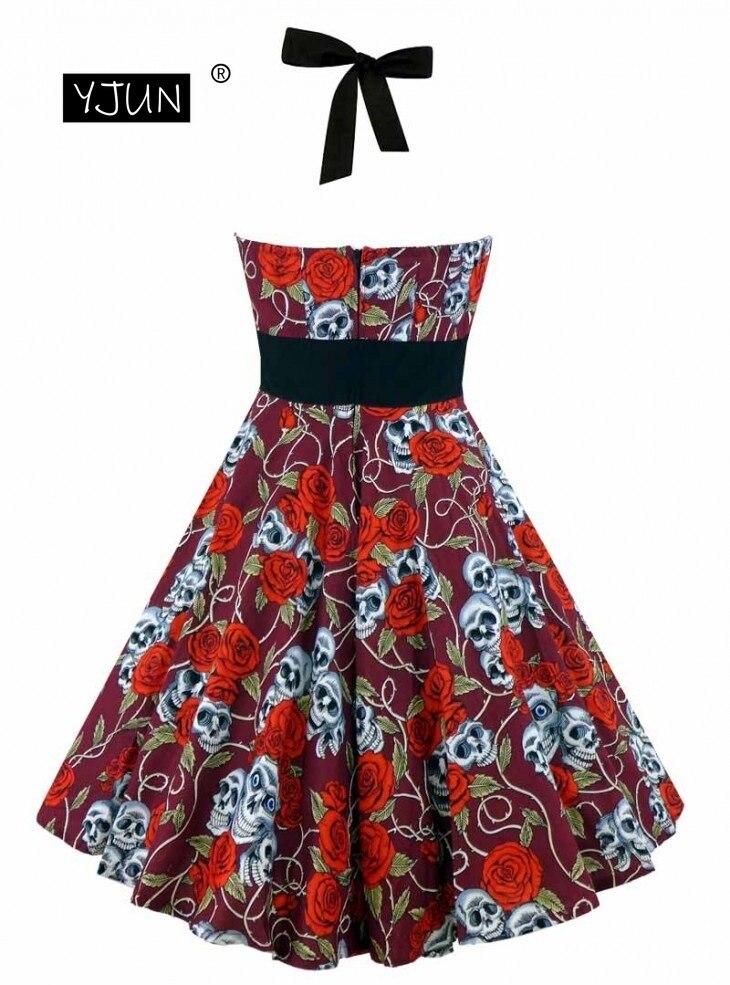 Women 5XL Plus Size Floral Skull Print Off Shoulder Sexy