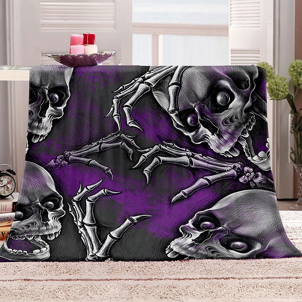 Skull Halloween Blanket Cozy Plush Throw Blanket for Couch Bed Sofa