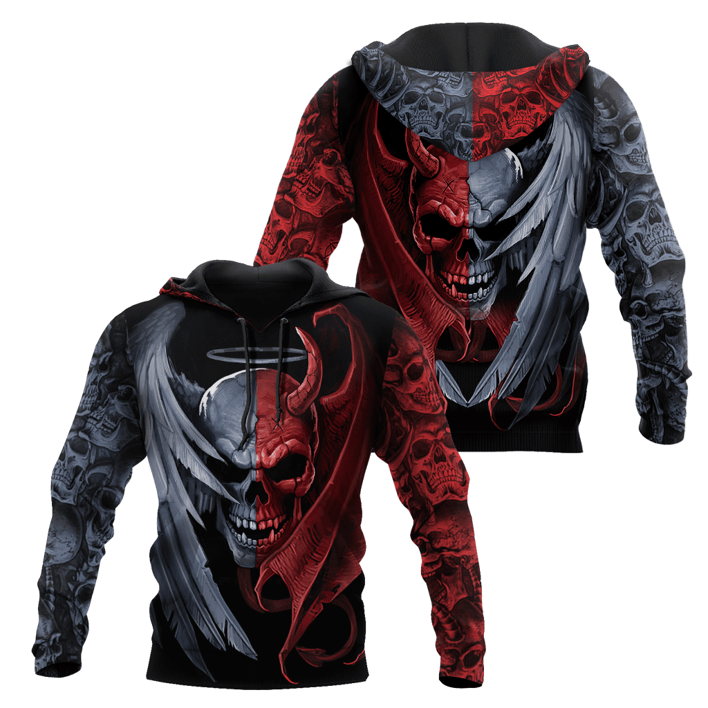 Gentle And Evil Skull 3D All Over Printed Mens hoodies and Sweatshirt Autumn Unisex zipper Hoodie Casual Sportswear