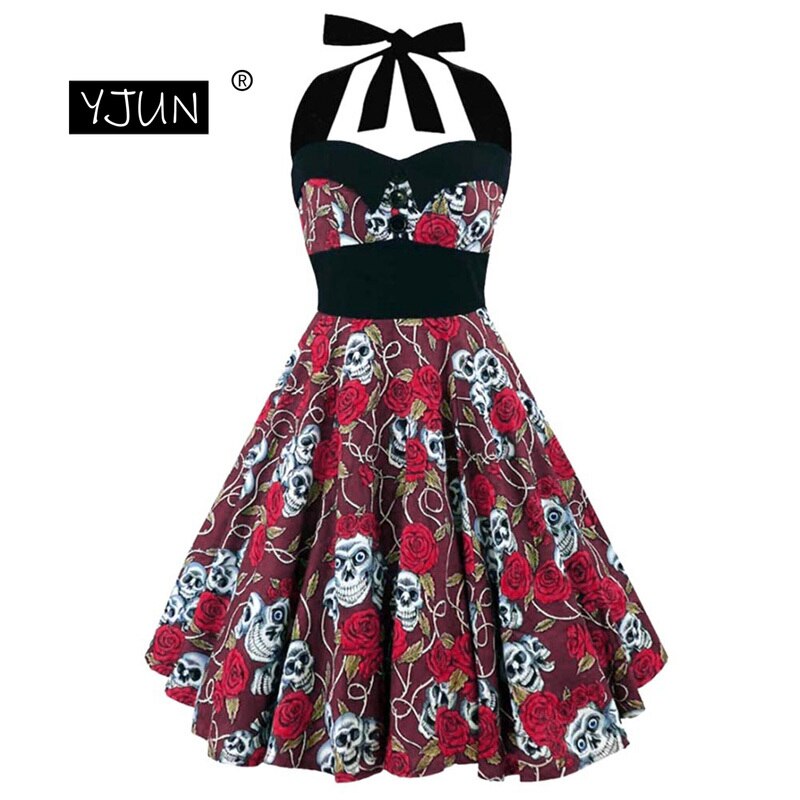 Women 5XL Plus Size Floral Skull Print Off Shoulder Sexy