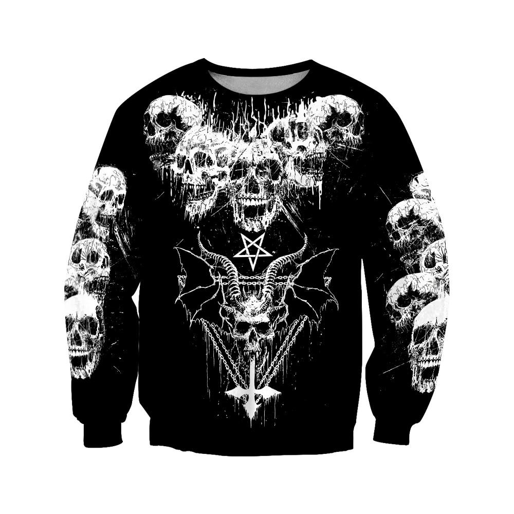 Dark Art Satanic Skull 3D Printing Autumn Fashion Mens Hoodie Unisex Hooded sweatshirt Streetwear