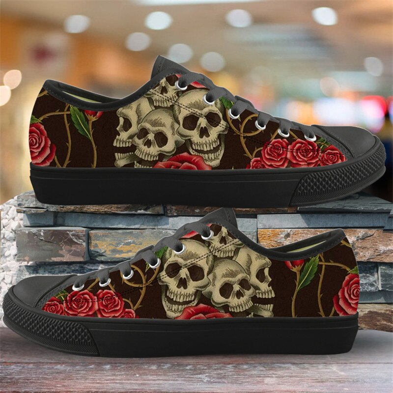 Cute Suger Skull Pattern Women Low Style Canvas Shoes
