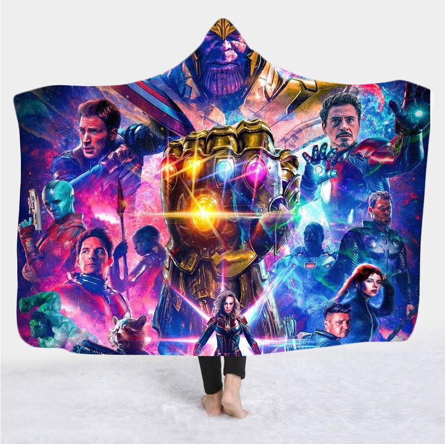 movie Avenger 3D Print Plush Throw hooded Blanket Sherpa Fleece Bedspread Blanket