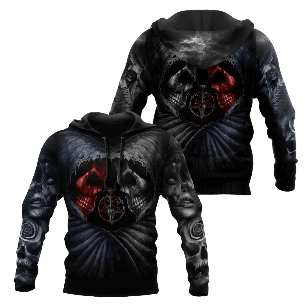 Reaper Skull Angel And Demon 3D All Over Printed Mens hoodies and Sweatshirt Autumn Unisex zipper Hoodie Casual Sportswear