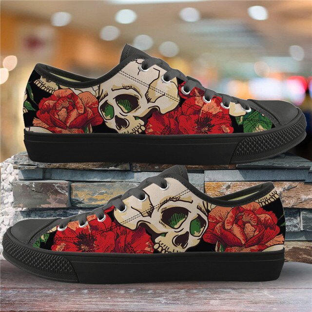 Sugar Skull Pattern Women's Summer Casual Canvas Shoes Ladies