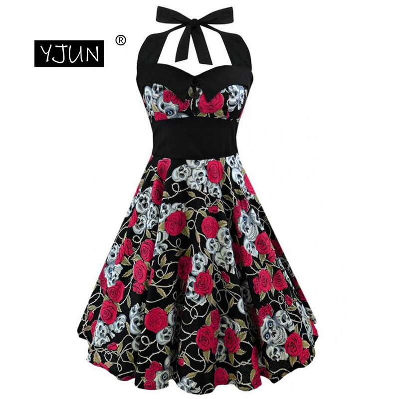 Women 5XL Plus Size Floral Skull Print Off Shoulder Sexy