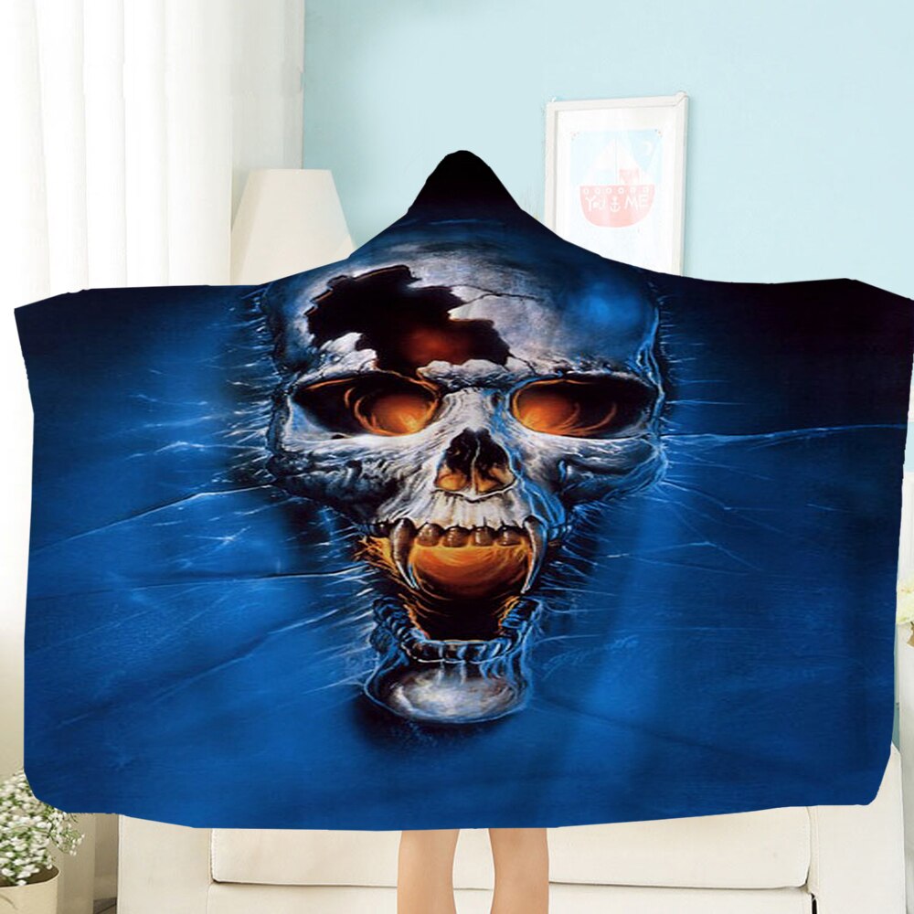 Terror Skull Blanket 3D Printing Hooded Blanket Fleece Blanket Black