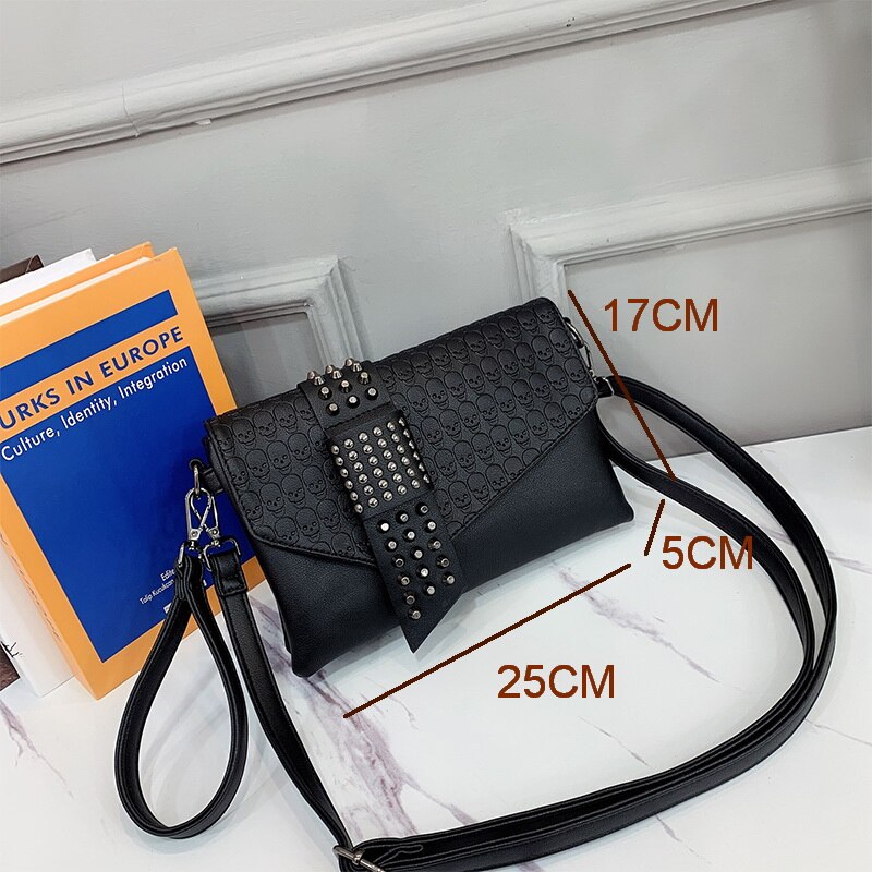 Fashion Skull Printing Crossbody Bag Rivet Women Handbag Shoulder Bag