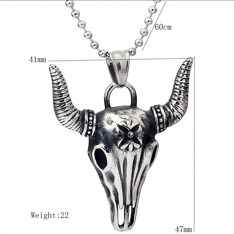 bull head necklaces mens Skull stainless steel