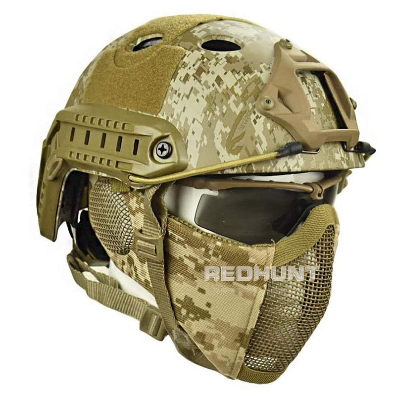 Tactical Helmet Mask Cs Airsoft Paintball Army War Game Motorcycle Hunting Solid Color Fast Helmet