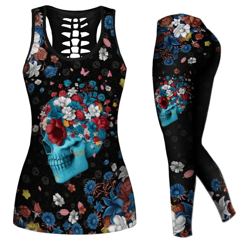 Set 2 pcs sugar skull leggings & tank tops