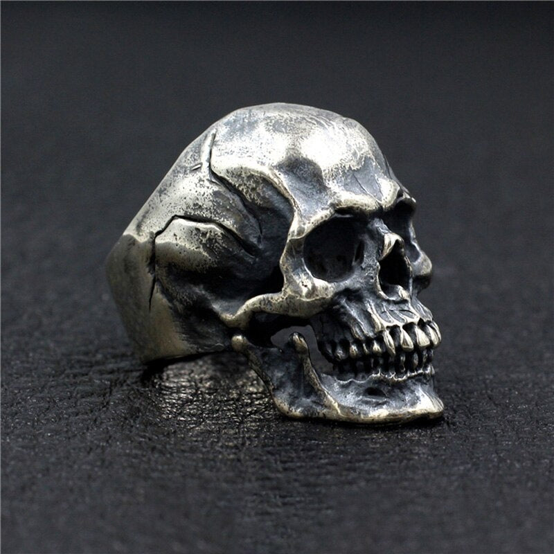 Heavy Punk Skull Rings For Men Real 925 Sterling Silver Jewelry Motorcycle Biker