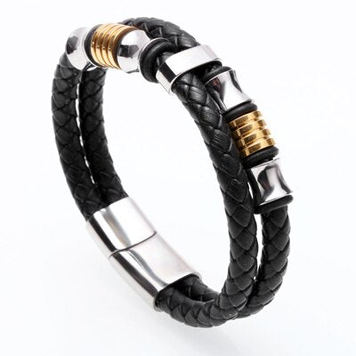 Mcllroy Genuine Leather Bracelet Men Homme Multi-layer Gold/steel/Black