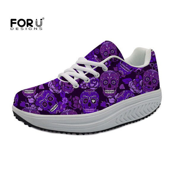 Shoes Woman Fashion Sugar Skull Pattern Flats Platform Ladies Autumn/Winter