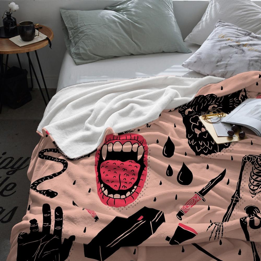 Hot Selling Flannel Blanket Whole Lotta Horror Design Throw Blanket