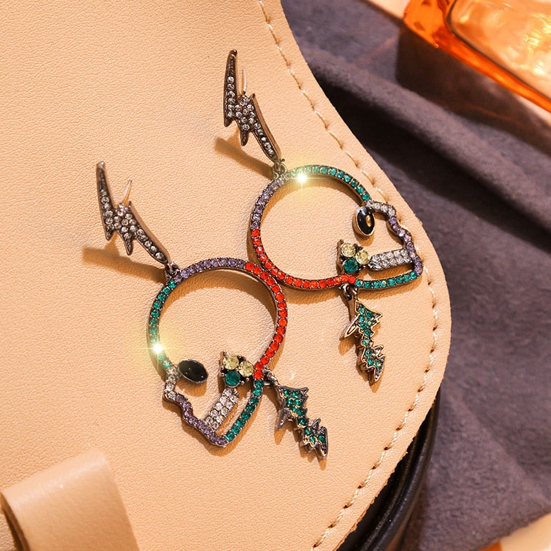 Crystal Skull Earrings for Women Fashion