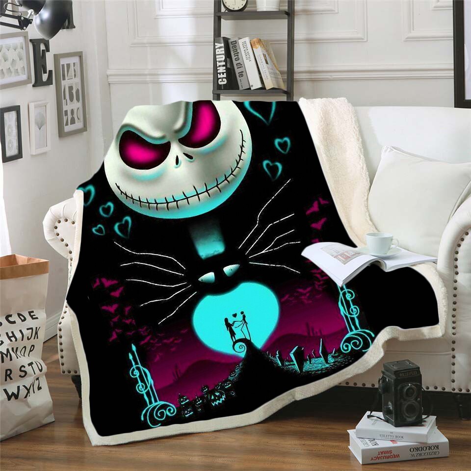 The Nightmare Before Christmas Jack Skull Sherpa Blanket Plush Velvet Warm