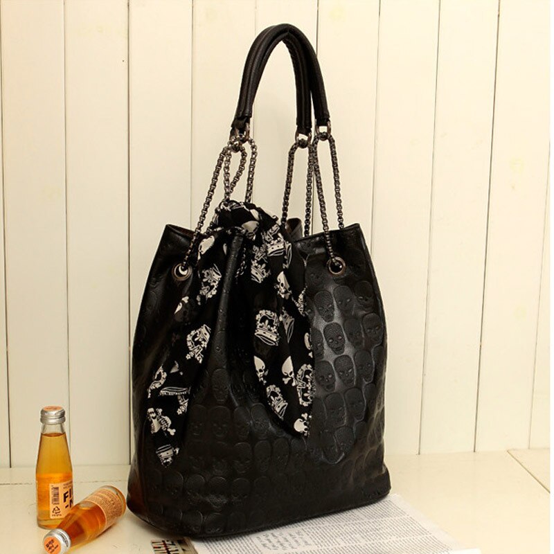 2020 Vintage Skull Shoulder Bags Women Bucket Pu