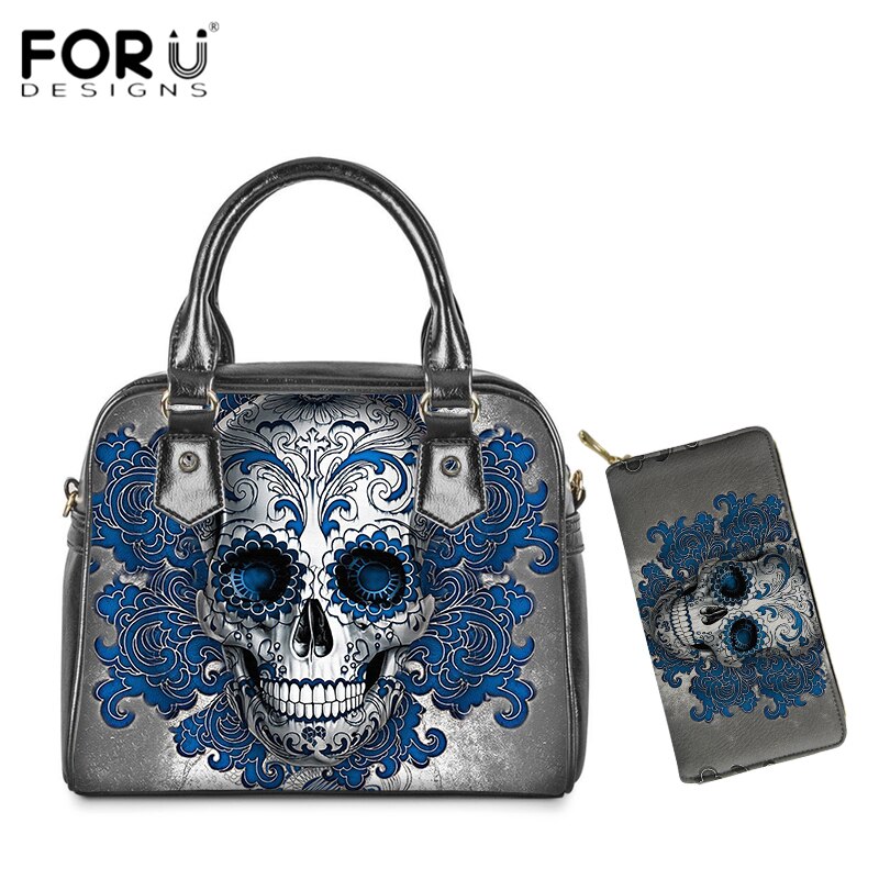 3D Gothic Skull Pattern Handbags Luxury Design Leather Crossbody Bags