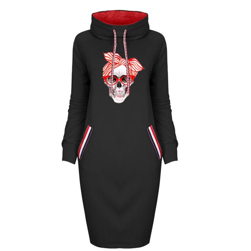 2020 Women Sexy Bodycon Dress Skull Printed Plus