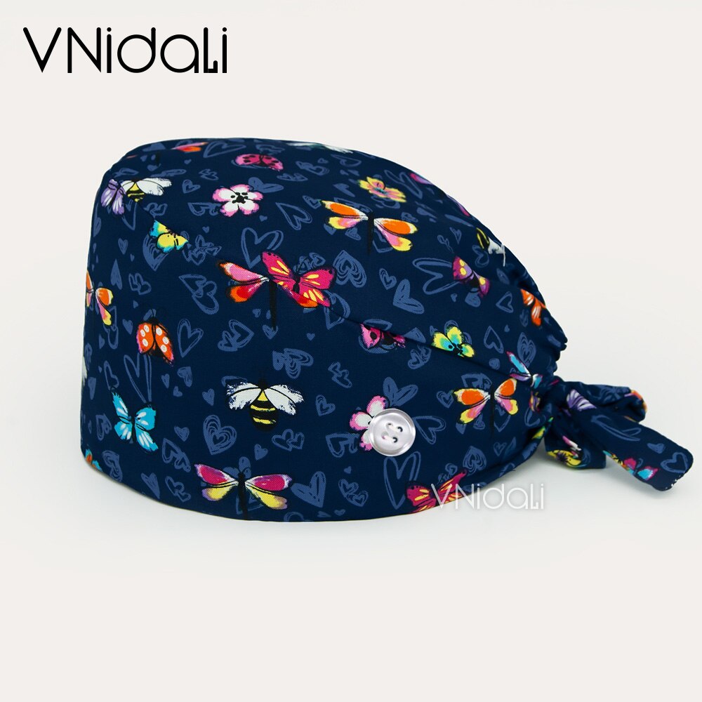 Sugar Skull printing hats adjustable scrub hat beauty salon working cap laboratory pet shop nursing scrubs cap