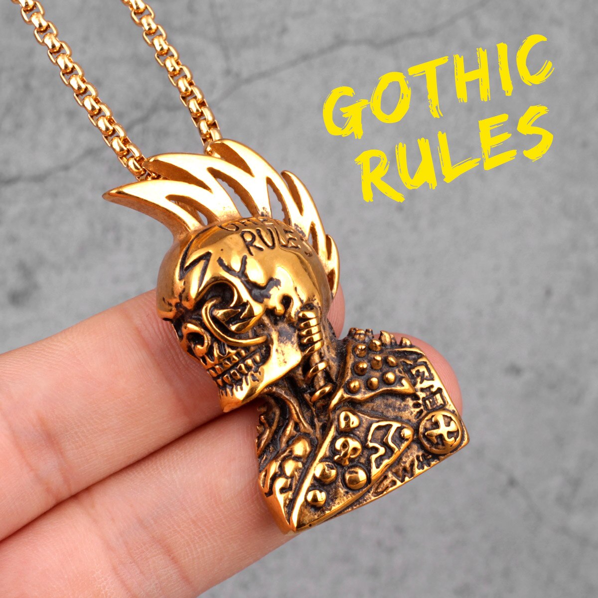 Gothic Rules Skull Punk Rock Hiphop Men Necklaces