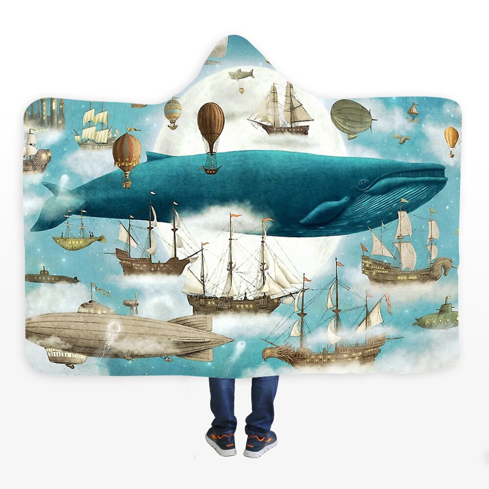 3D Halloween Skull Print Hooded Blanket Comfortable Soft Blanket