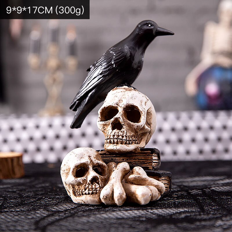 Halloween decorations crow skull pumpkin lamp bar haunted house secret room dress up horror props resin ornaments