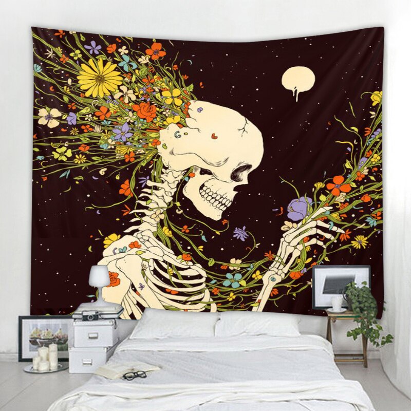 Tarot skull flower Pattern Blanket Indian Mandala Tapestry Wall Hanging