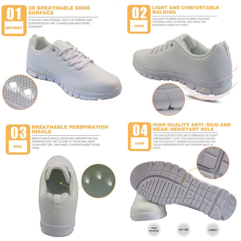 Punk Style Women Flats Skull Head 3D Print Breathable Air Mesh Sneaker S