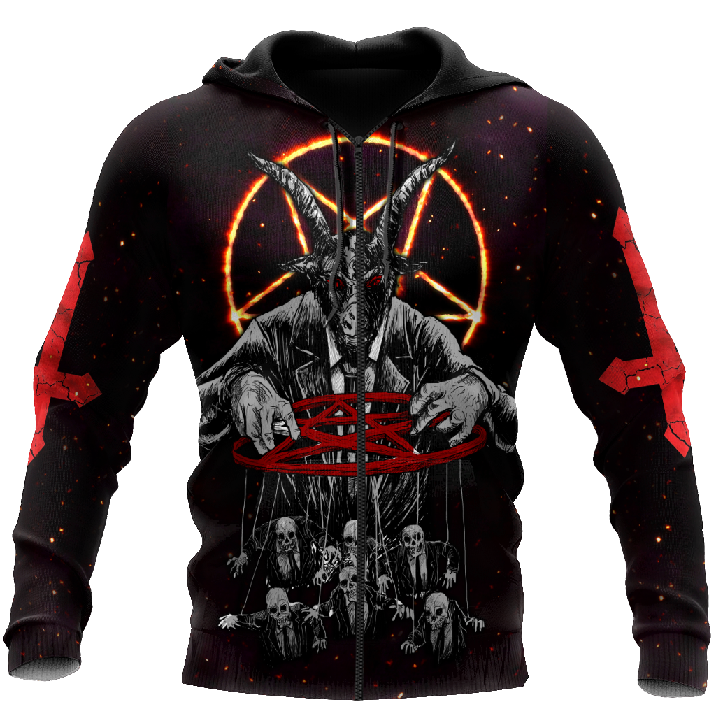 Lord Of Death Satanic Skull 3D All Over Printed Autumn Men Hoodies Unisex Casual Zip Pullover Streetwear