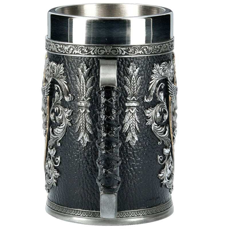 3D Beer Mugs Stein Tankard Double Headed Eagle Winged Sword And Shield Skull