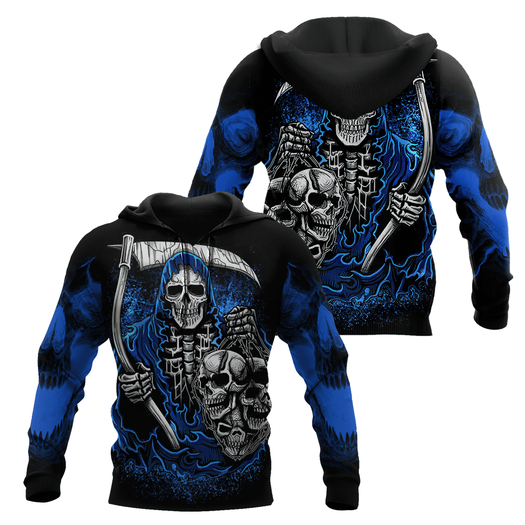 Reaper Scythe Skull Tattoo 3D All Over Printed Mens hoodies and Sweatshirt Autumn Unisex zipper Hoodie Casual Sportswear