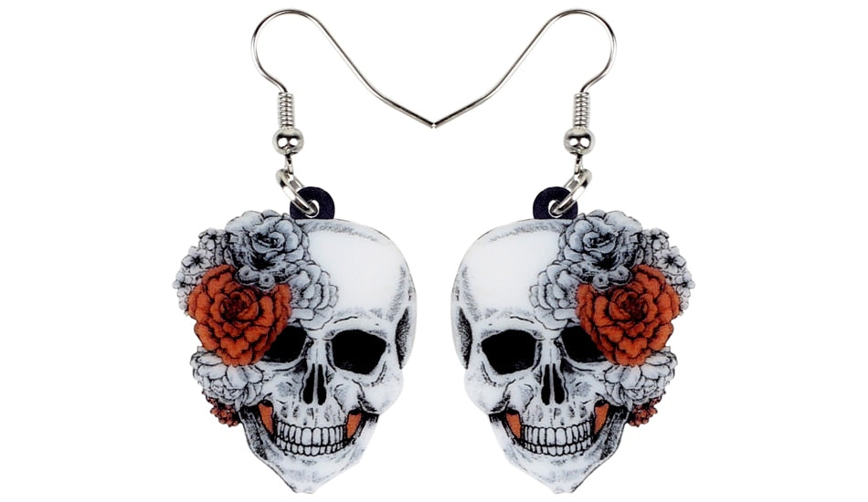 Skeleton Skull Earrings Big Long Punk Fashion Jewelry