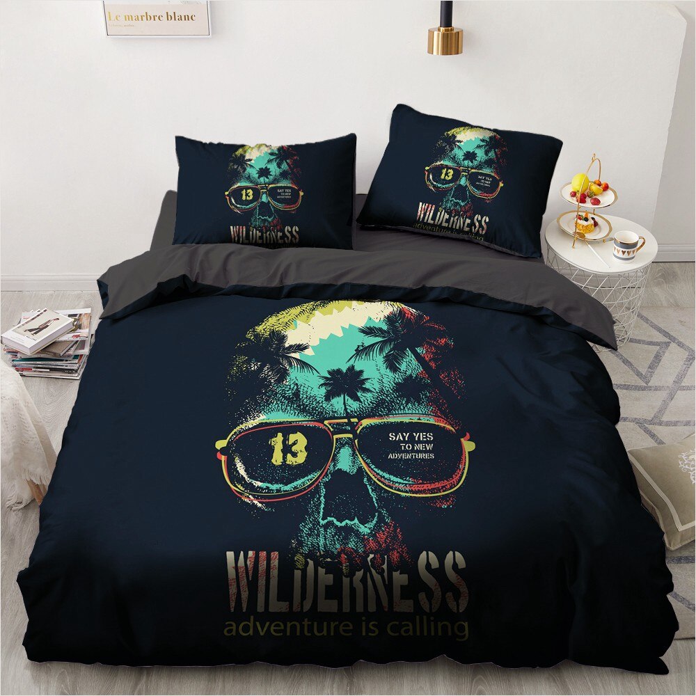 Simple Bedding Sets 3D Rock Skull Duvet Quilt Cover