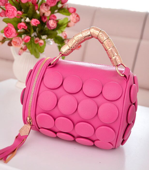 Barrel-shaped Bag Fashionable Button Design Shoulder Bags