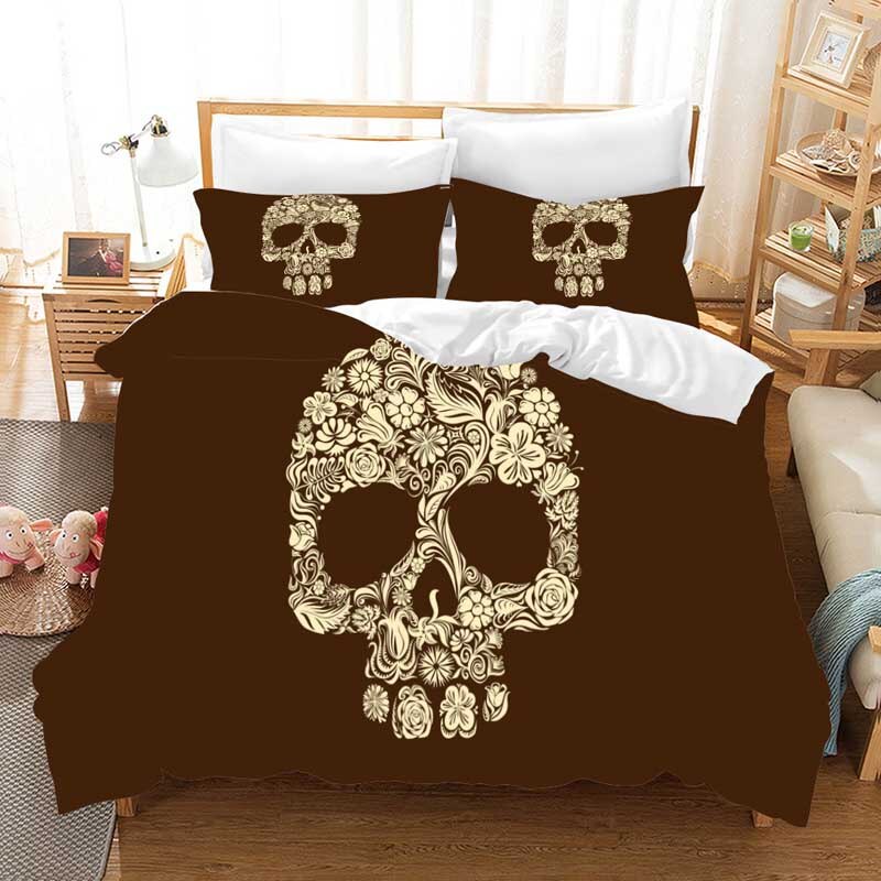 sugar skull Cartoon Bedding Set Duvet Covers Pillowcases beauty skull bed