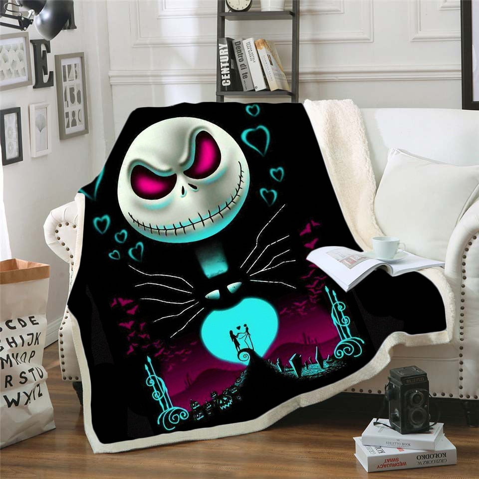 The Nightmare Before Christmas Jack Skull Sherpa Blanket Plush