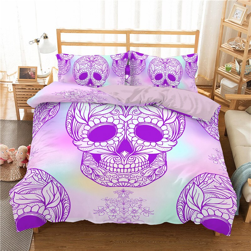 Sugar Skull Print Home Bedding Sets Duvet Cover Bed Set Pillowcase