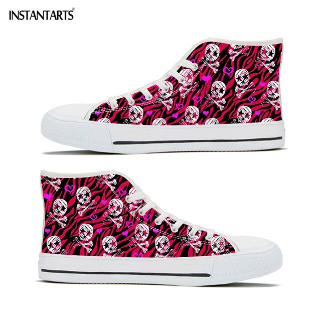 Skull In Rose Design Women Shoes Casual Autumn Spring High