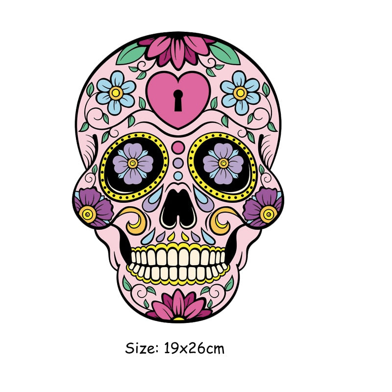 Sugar Skulls Stickers Skullcandy Patches Fashion Iron On Heat Transfer Stickers