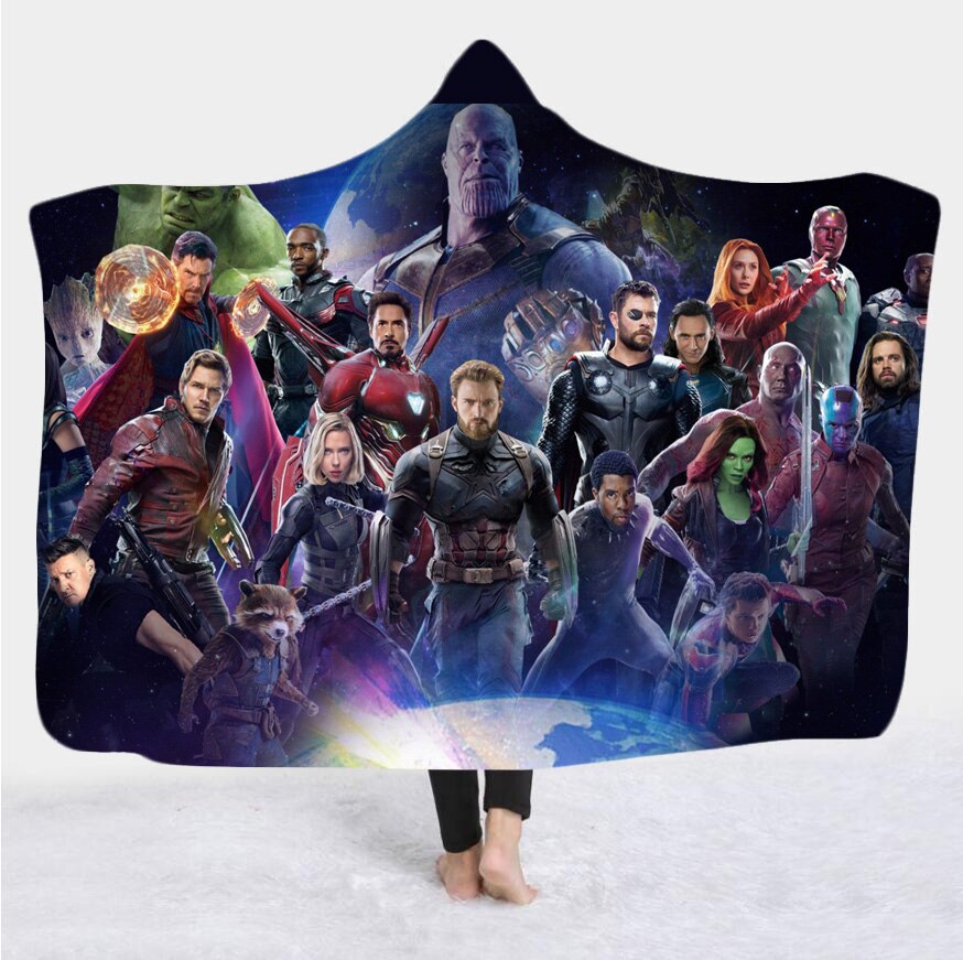 movie Avenger 3D Print Plush Throw hooded Blanket Sherpa Fleece Bedspread Blanket