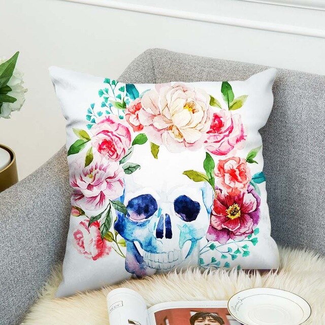 3D Printed Sugar Skull Cover Polyester Cushion Cover Home Bedroom Hotel Car Decoration