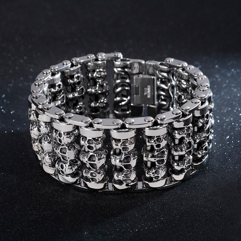 Wholesale Wide Skull Stainless Steel Bracelets