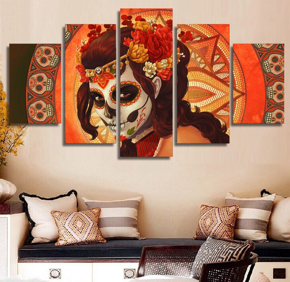 HD Printed Day of the Dead Face Group Painting room decor print picture canvas decoration