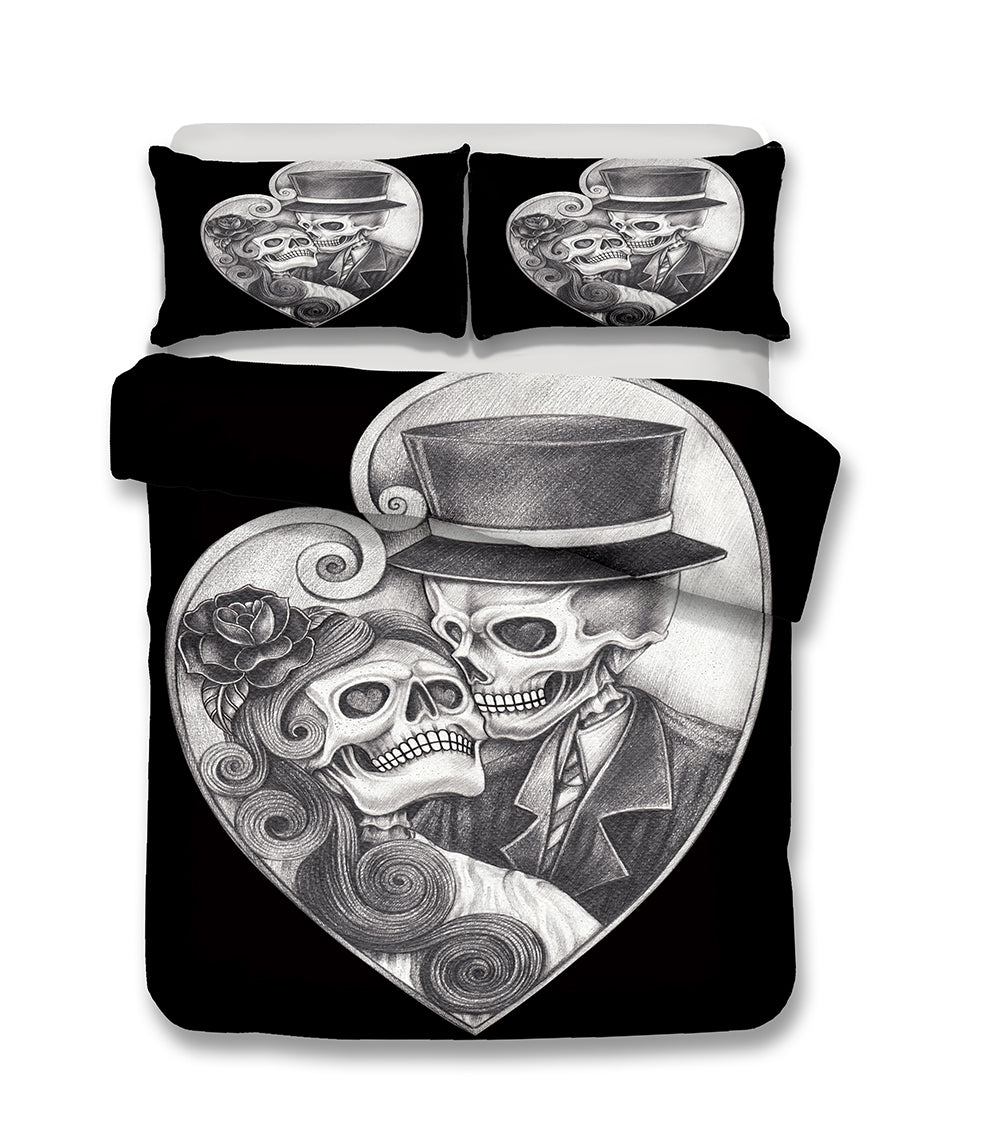Bedding Set skull Print Duvet cover set lifelike bedclothes with pillowcase
