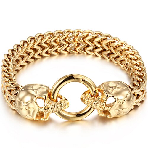 Gold Wolf Lion Head Bracelet Stainless Steel Men's Friendship Bracelets